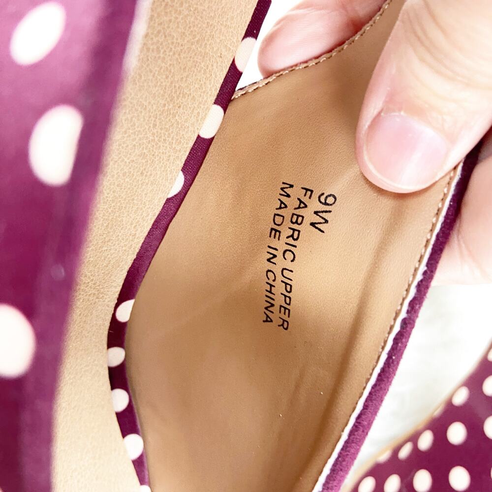 Torrid 9 W Wide NIB Womens Red Wine Polka Dot Pin-up Peep Toe Heels Sandals - Picture 11 of 14